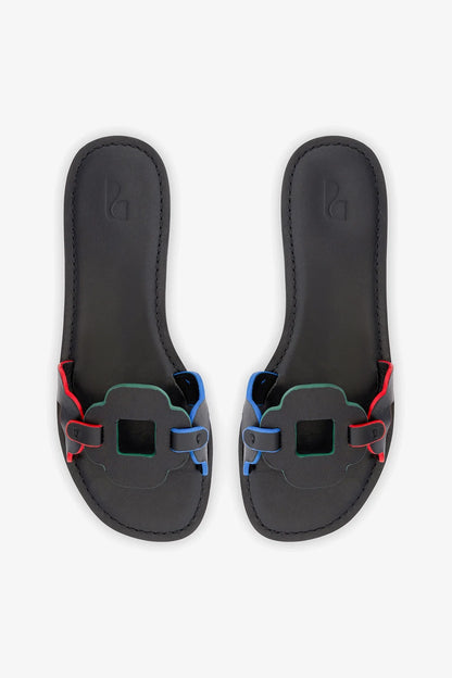 Margherita Slide In Black Leather