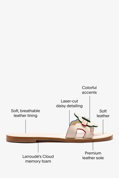 Margherita Slide In Ivory Leather