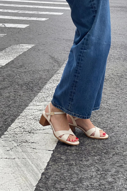 Roma Sandal Ivory Leather