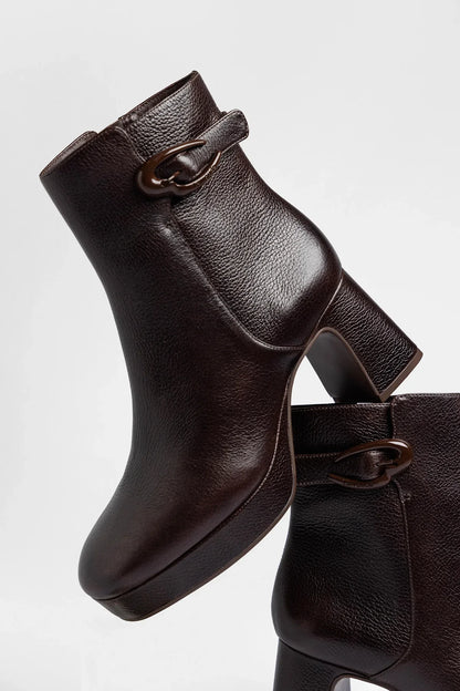 Dolly Verona Low Platform Boot Brown Leather