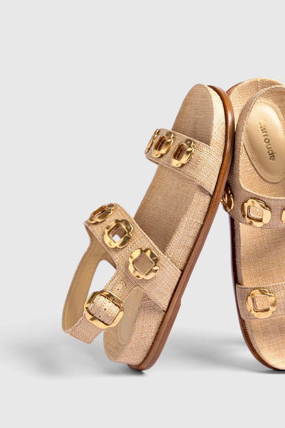 Milan Sport Sandal In Beige Raffia