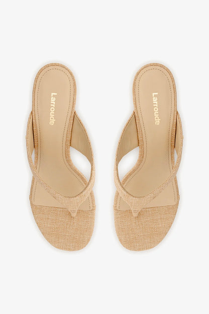 Gaia Low Wedge In Beige Raffia