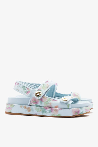 Larroudé x Markarian: Jetty Sandal Apple Blue Floral Ikat