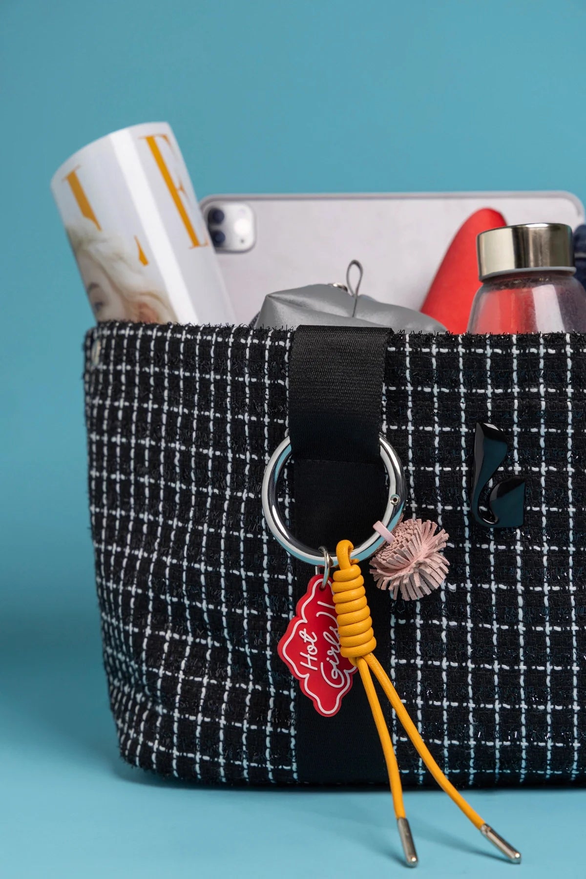 Americana Tote Bag In Black Milano Tweed