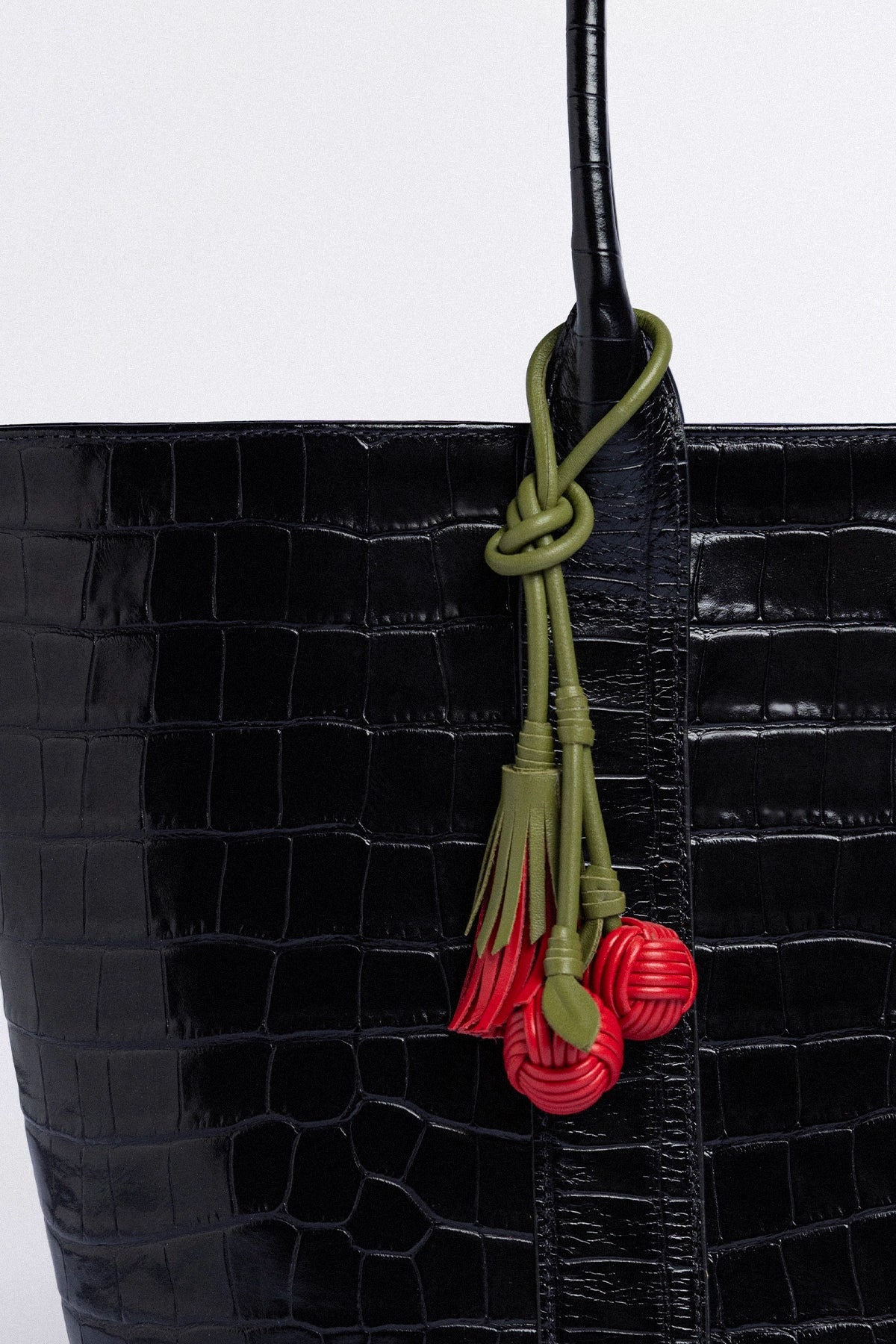 City Tote Bag Black Croco Leather