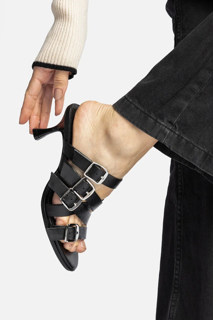Patti Mule In Black Leather