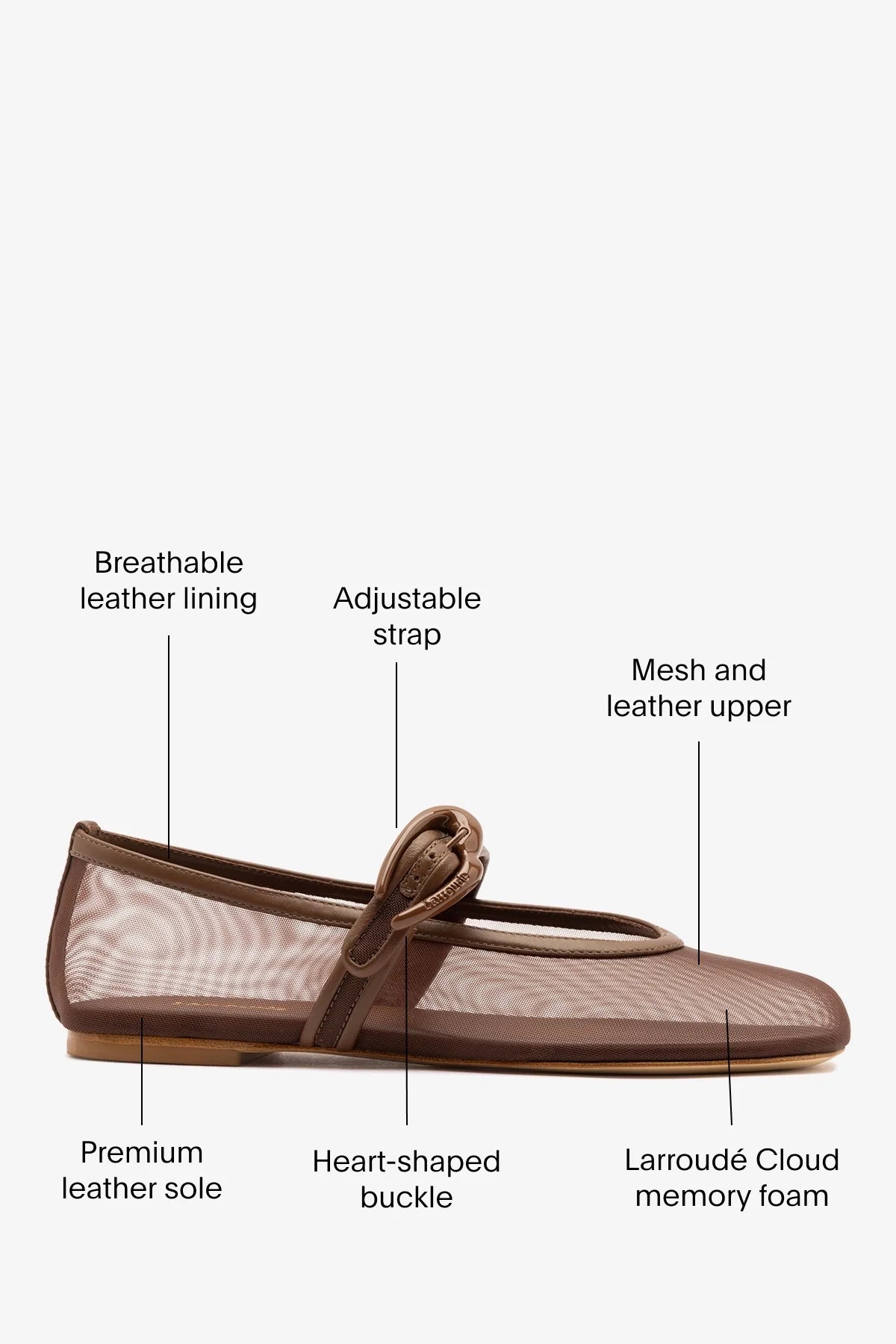 Verona Mesh Ballet Flat Burnt Umber Leather
