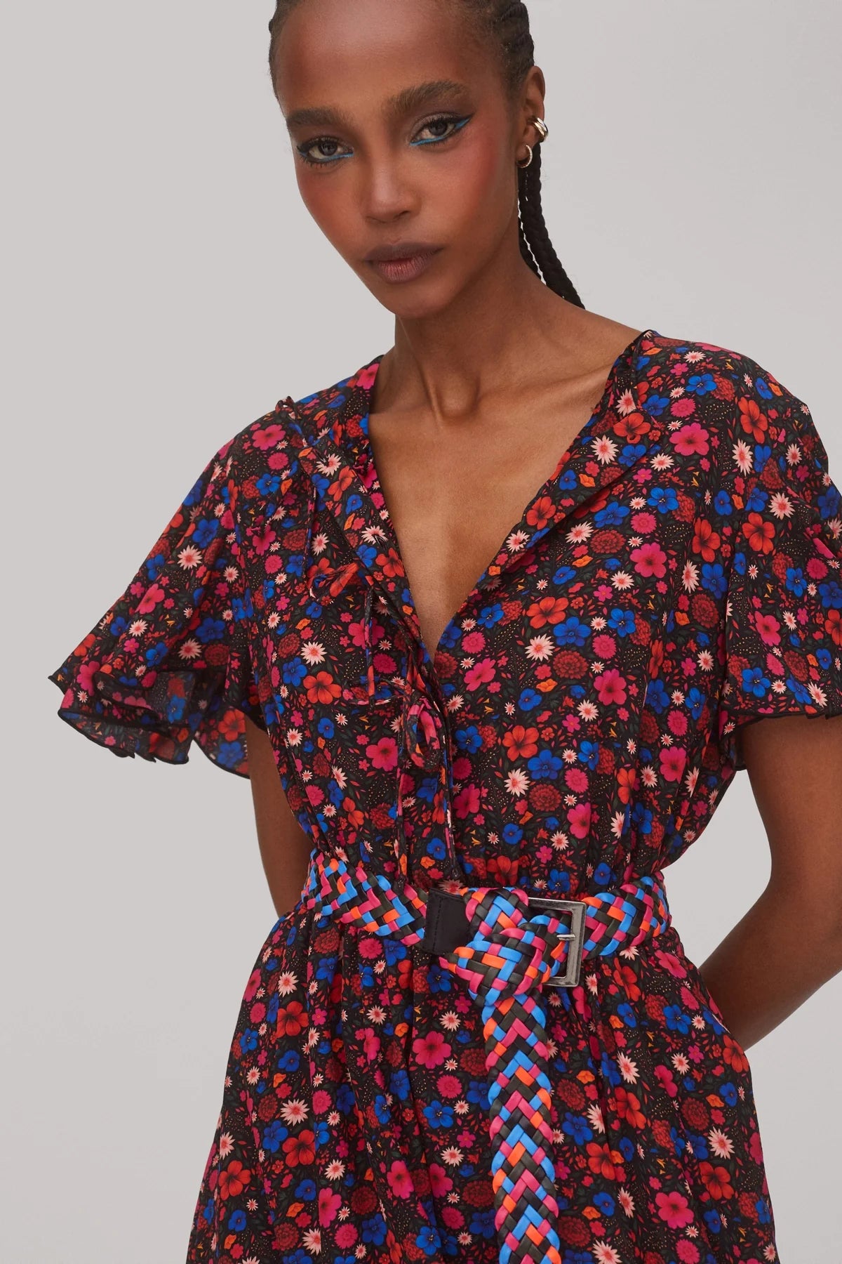 Nicole Dress In Black Floral Silk