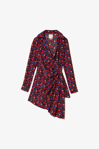 Sashi Wrap Dress In Black Floral Silk