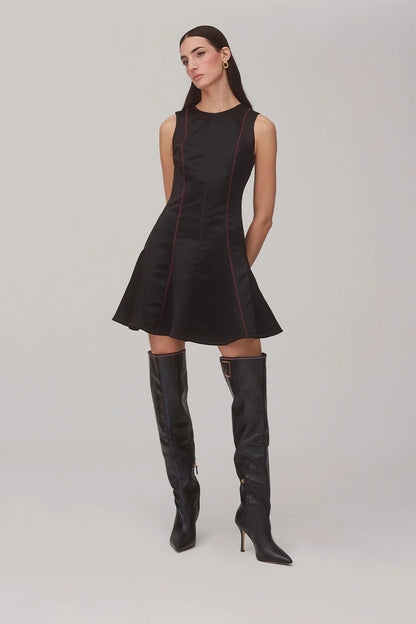 Sarah Dress In Black Satin