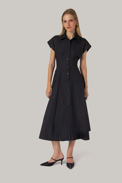 Jessica Buttondown Dress Black Percale