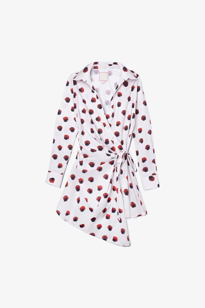 Sashi Wrap Dress White Floral Cotton