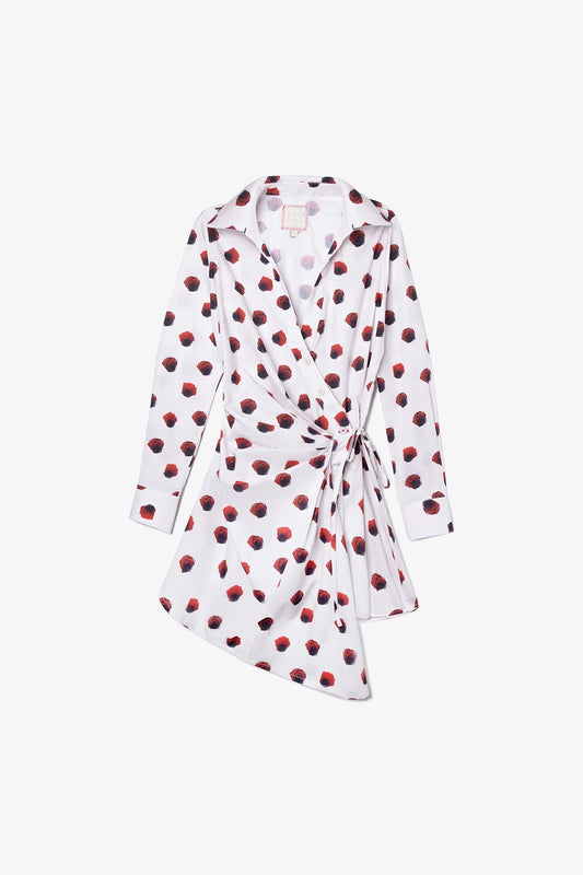 Sashi Wrap Dress White Floral Cotton