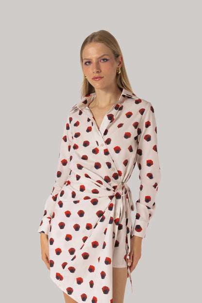 Sashi Wrap Dress White Floral Cotton
