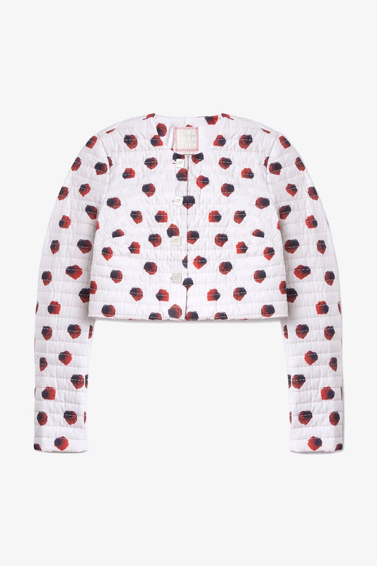 Gloria Cropped Jacket White Floral Cotton