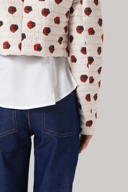 Gloria Cropped Jacket White Floral Cotton
