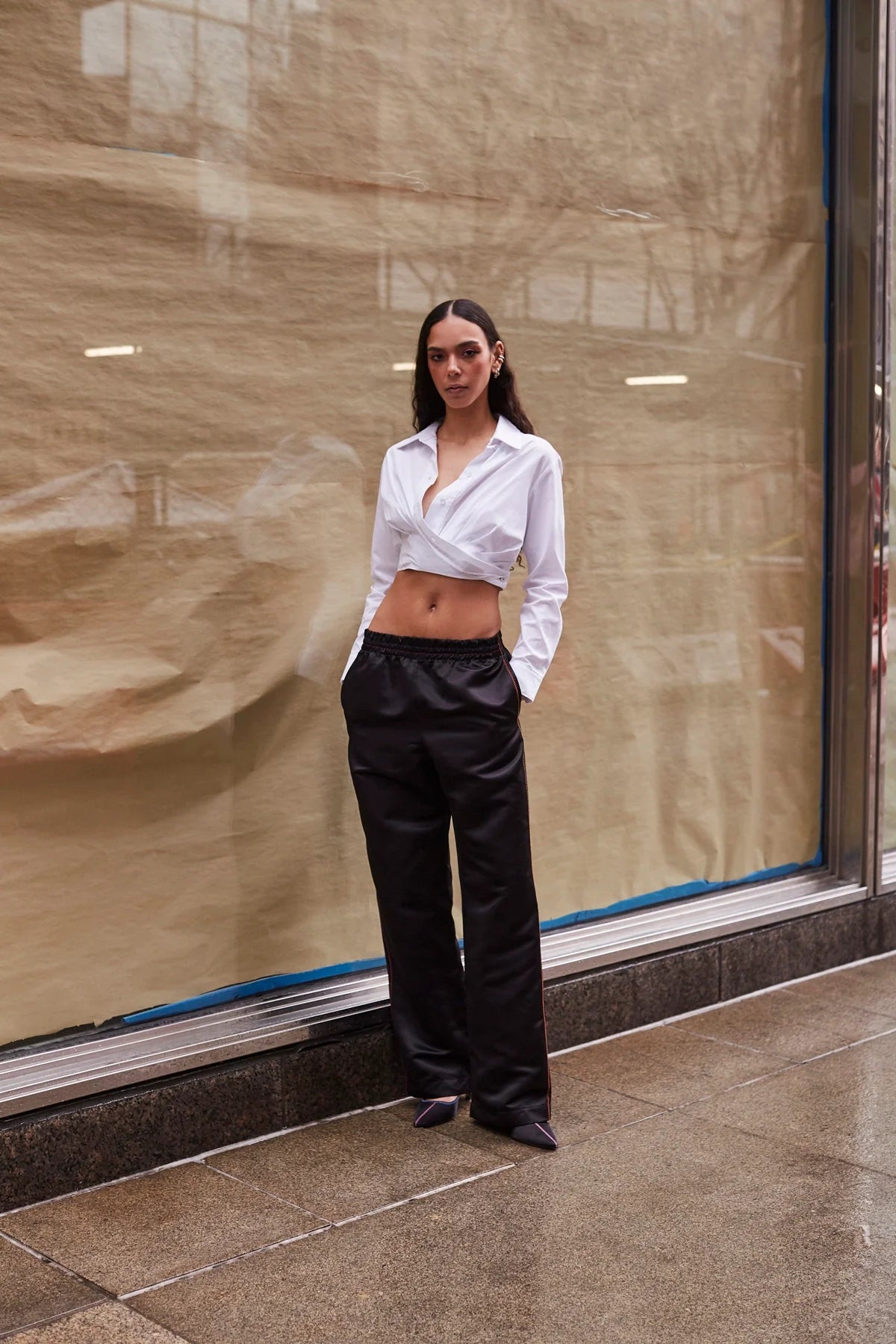 Rose Wrap Top In White Cotton
