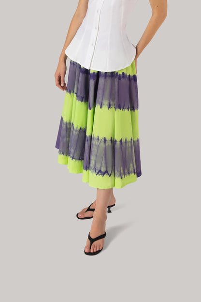 Sharon Skirt Purple and Green Tie Dye Cotton