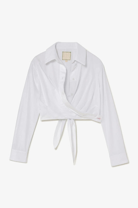 Rose Wrap Top In White Cotton