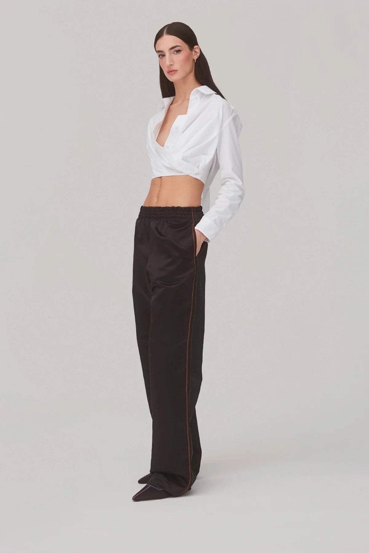 Rose Wrap Top In White Cotton