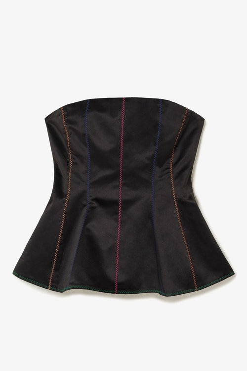 Claire Bustier Top In Black Satin