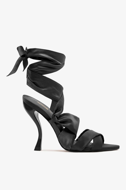 Larroudé x Nicolò B.: Dani Sandal Black Satin