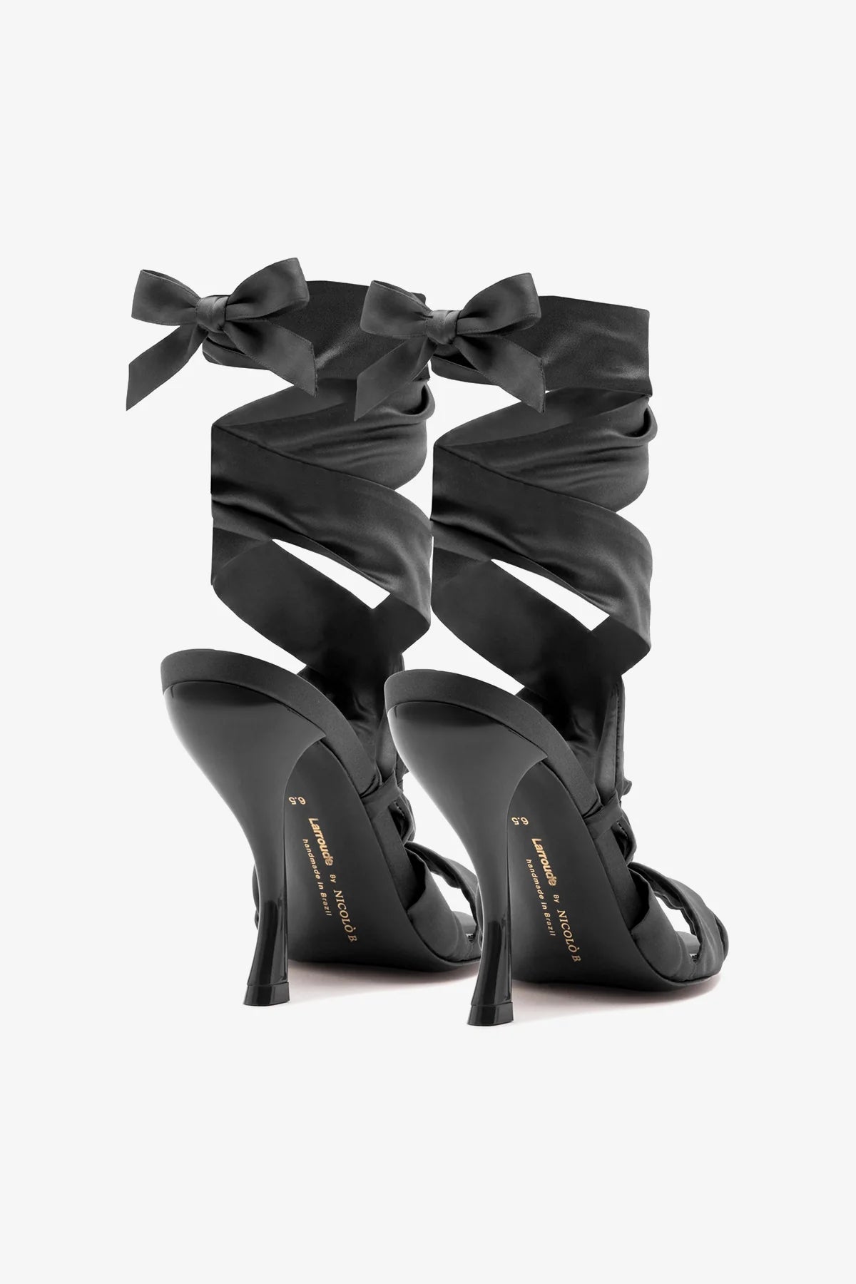 Larroudé x Nicolò B.: Dani Sandal Black Satin