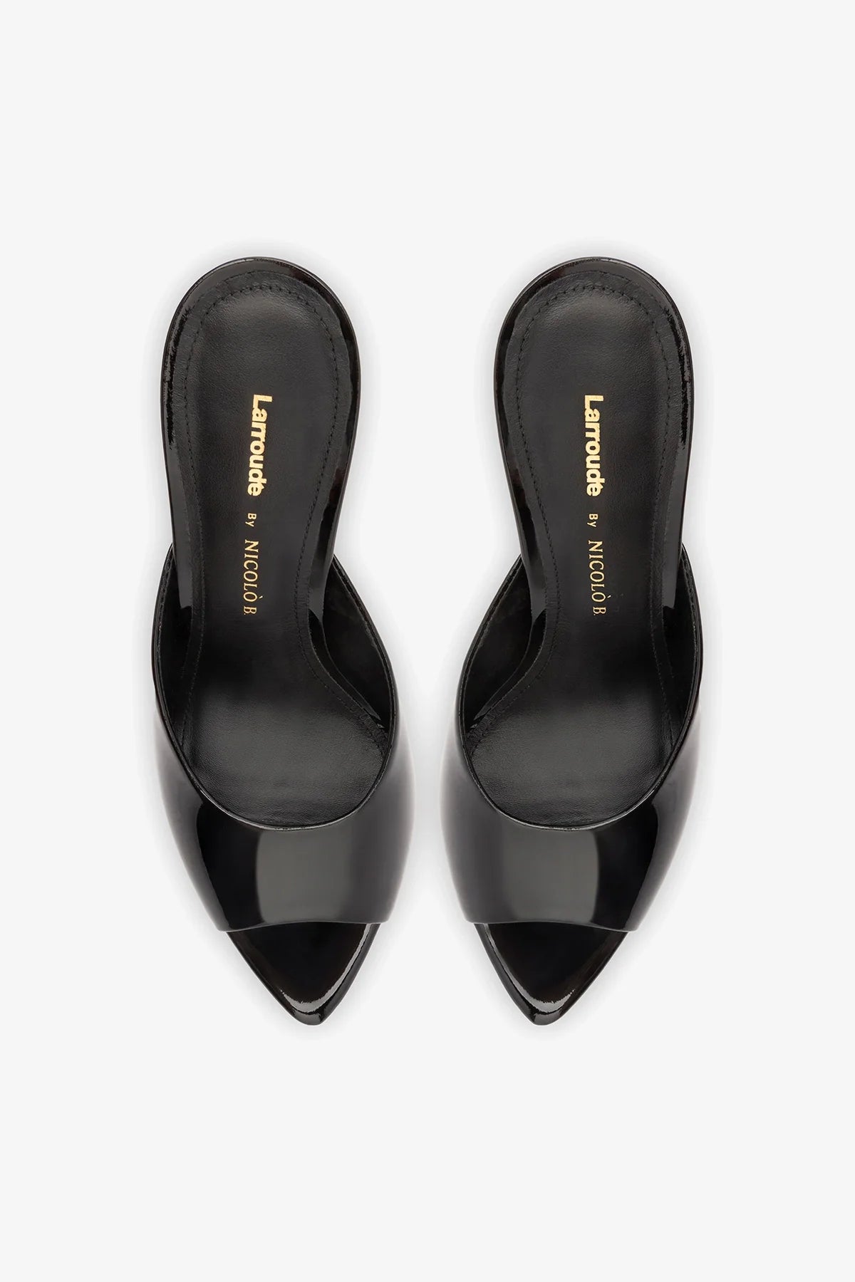 Larroudé x Nicolò B.: Malibu Mule Black Patent Leather