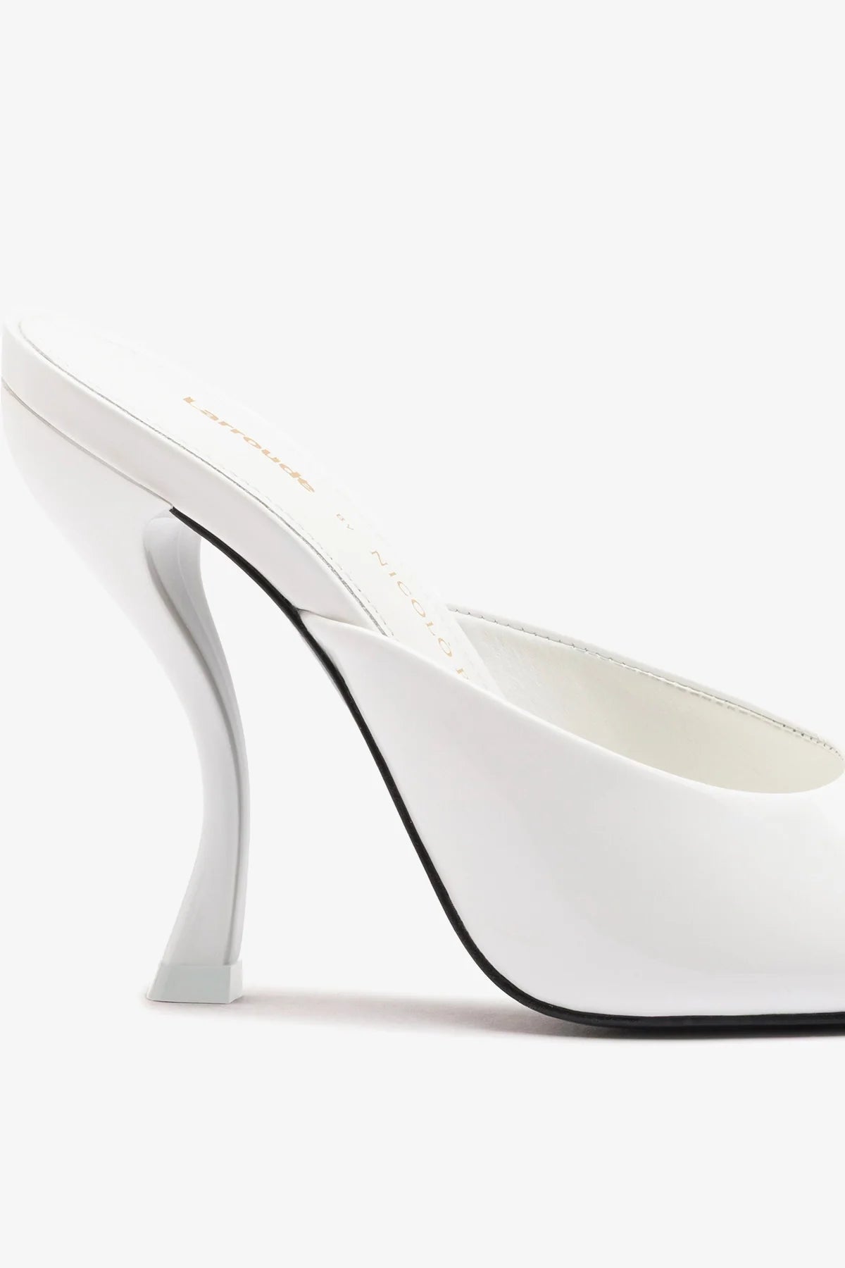 Larroudé x Nicolò B.: Malibu Mule White Patent Leather