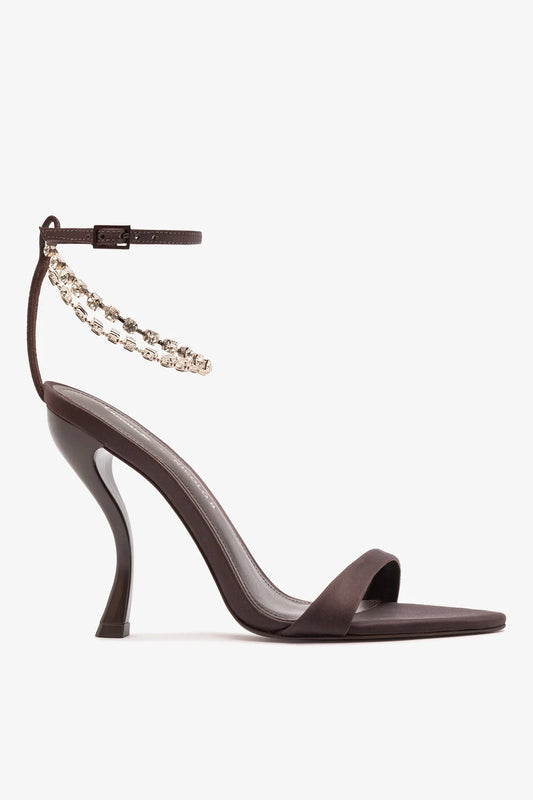 Larroudé x Nicolò B.: Nana Sandal Mahogany Satin