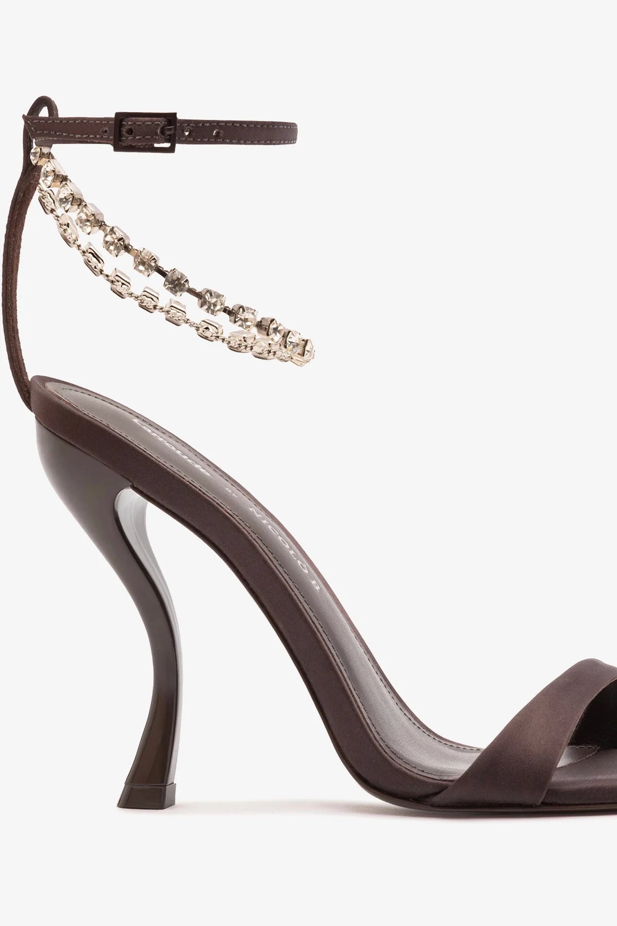 Larroudé x Nicolò B.: Nana Sandal Mahogany Satin