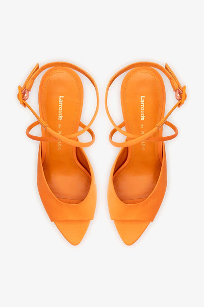 Larroudé x Nicolò B.: Lola Sandal Tangerine Satin