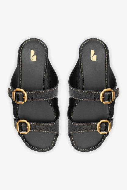 Amalfi Flat Black Leather