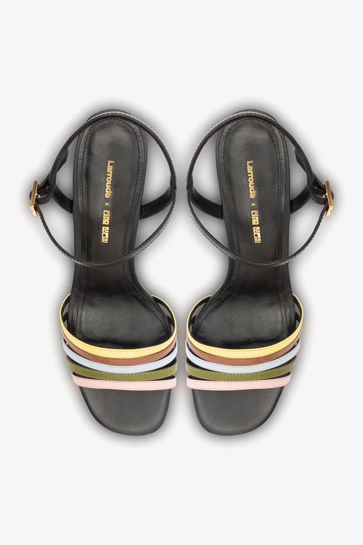 Larroudé x Ciao Lucia: Daiana Wedge Sandal Black Leather