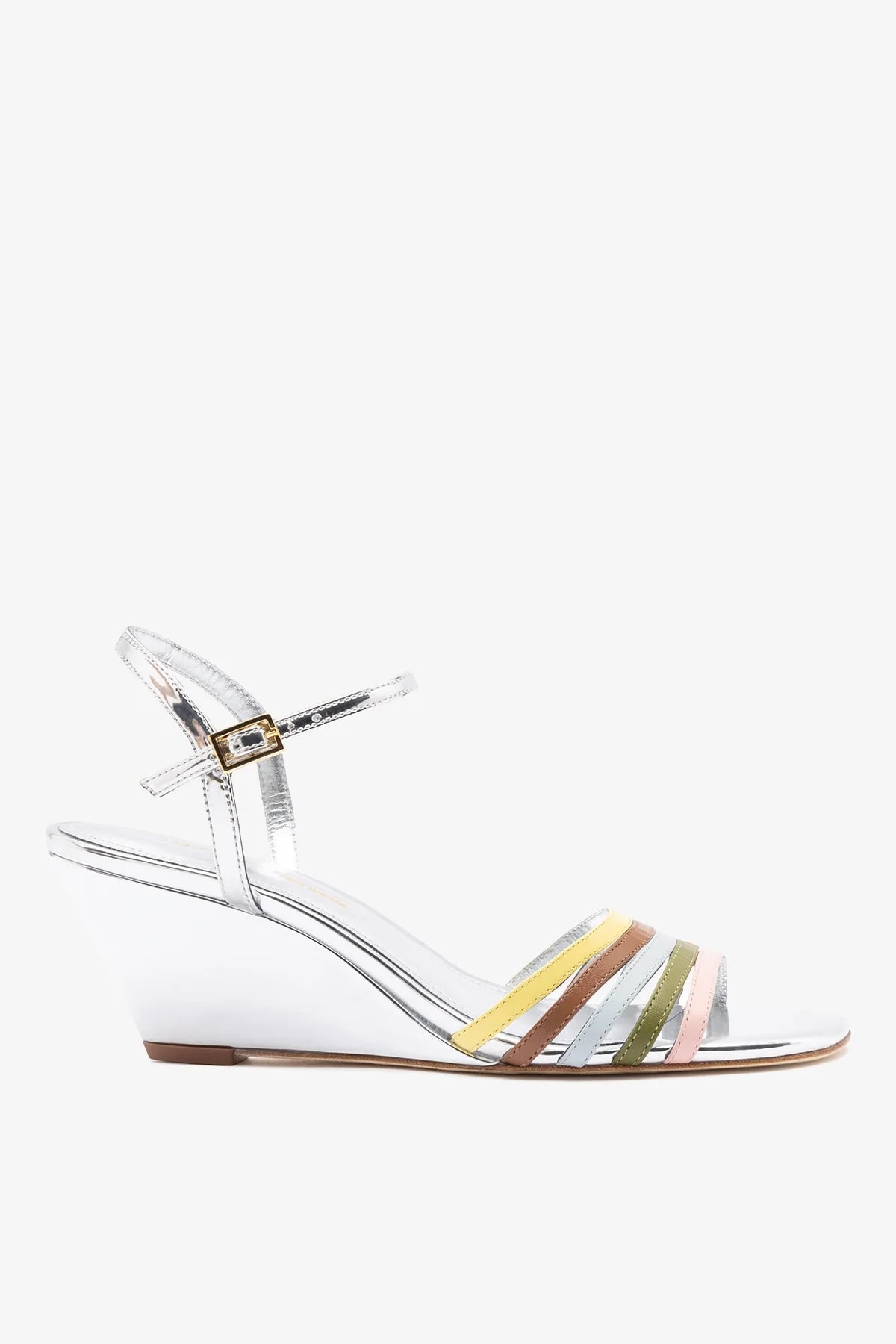 Larroudé x Ciao Lucia: Daiana Wedge Sandal Silver Leather