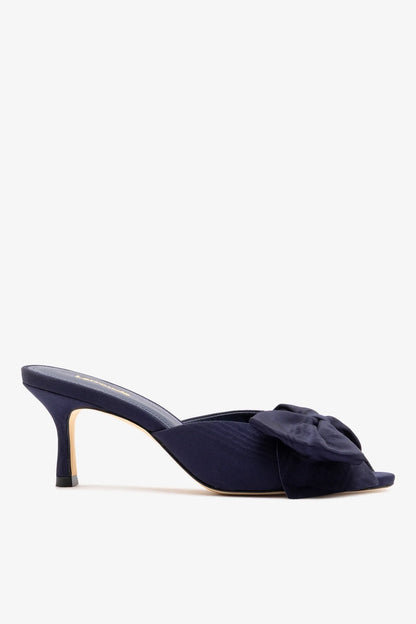 Elle Peep Toe Mule Navy Silk