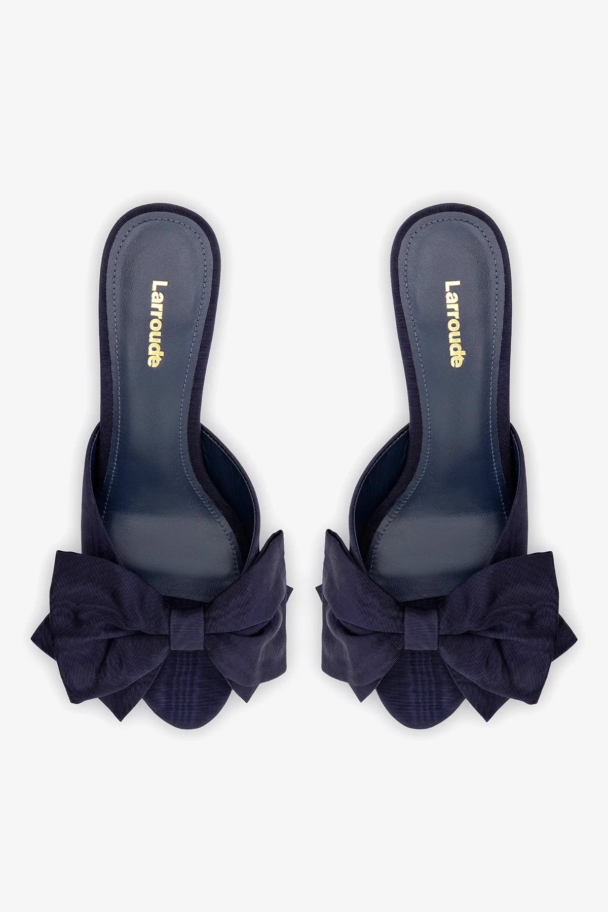 Elle Peep Toe Mule Navy Silk