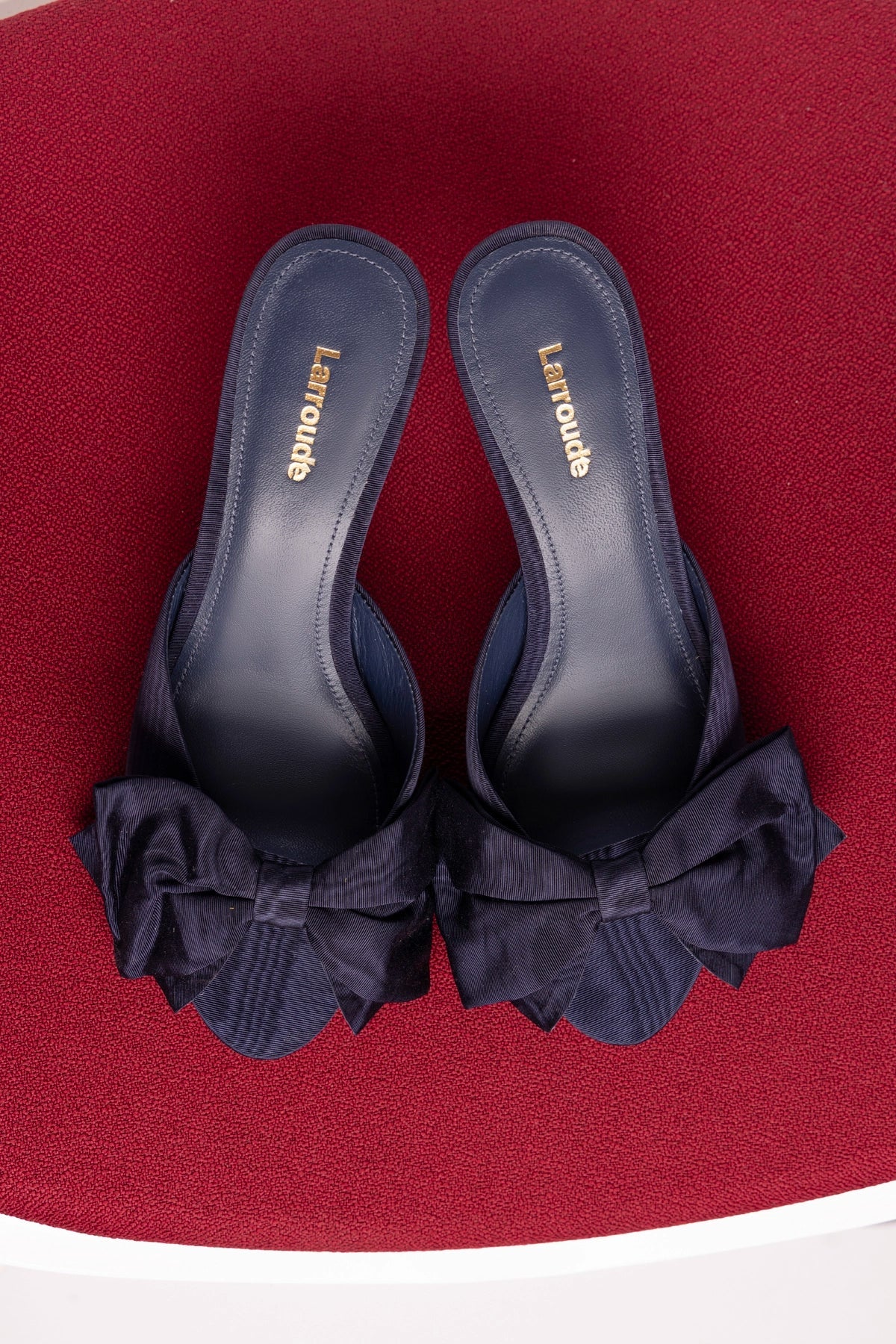 Elle Peep Toe Mule Navy Silk