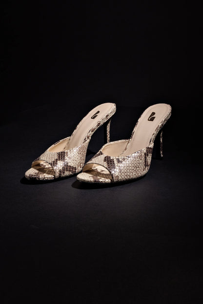 Jasmine Hi Mule In Snake Printed Neutral