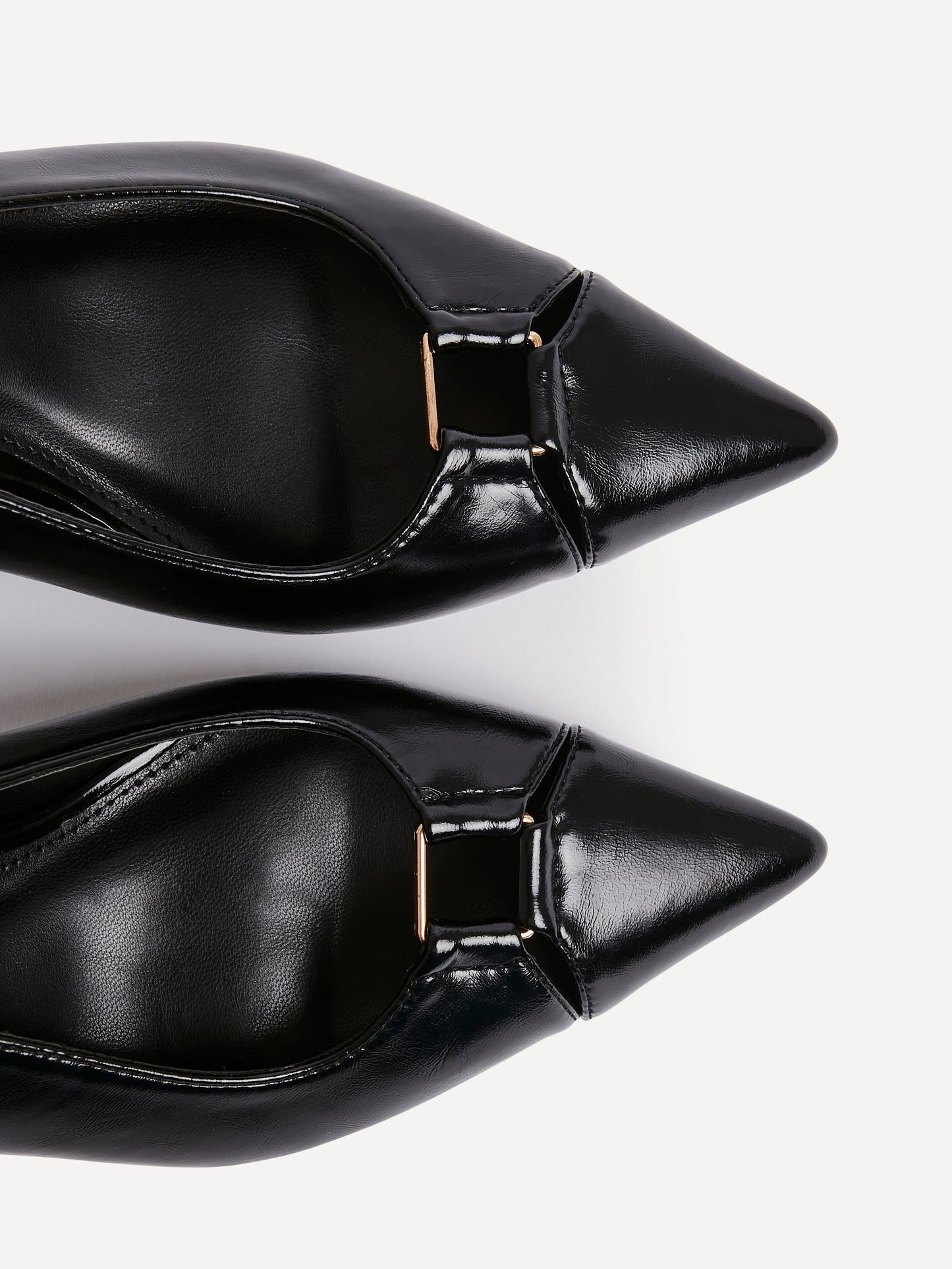 Lowrie Black Faux Leather Court Heels