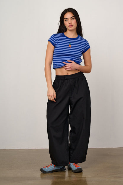 Fenn - Cotton Baby Tee in Navy Carrot Stripe
