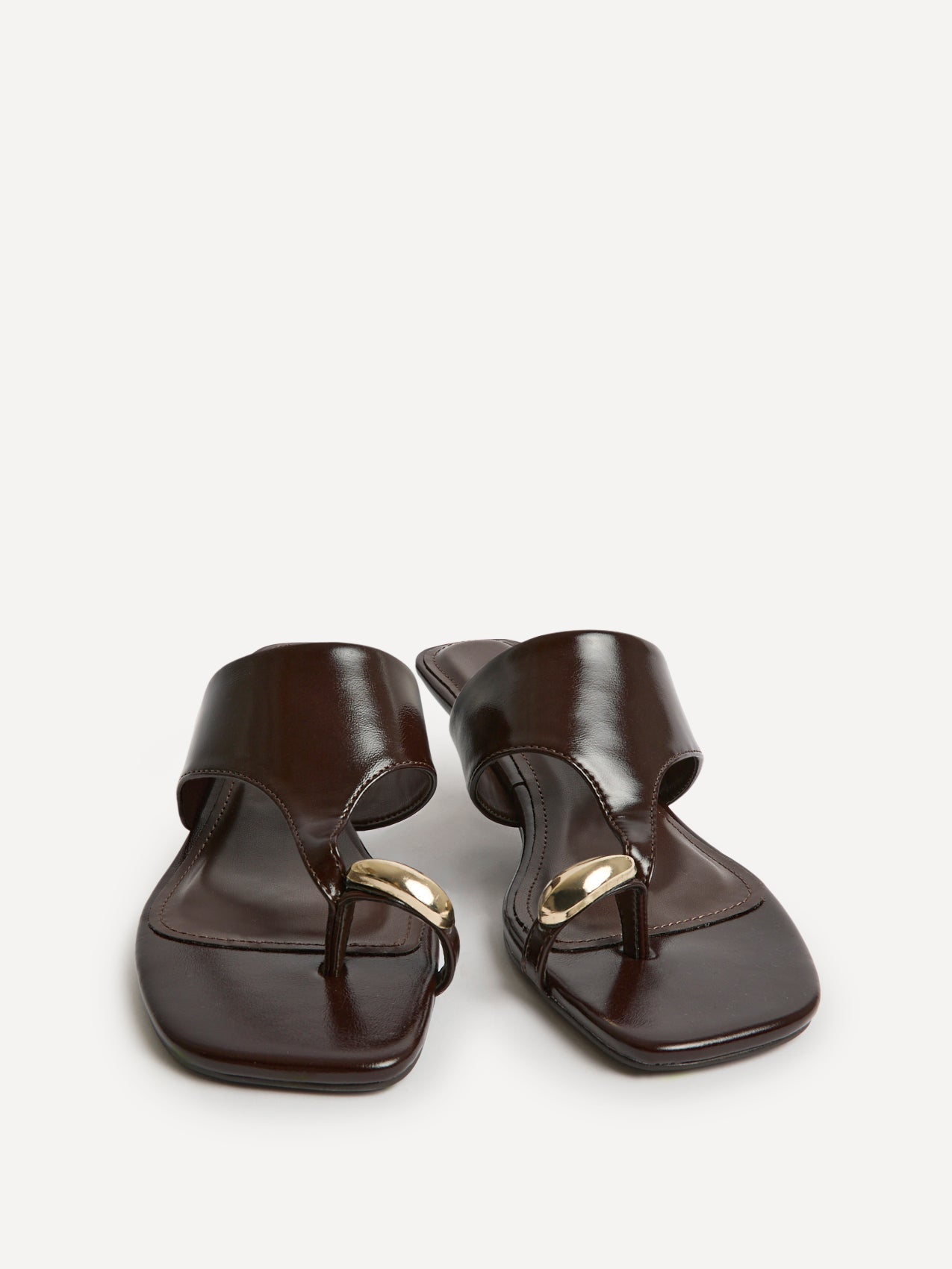 Manhattan Brown Faux Leather Mule Heels