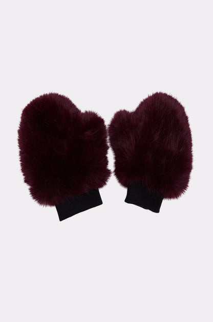 ALAIA FAUX FUR MITTENS