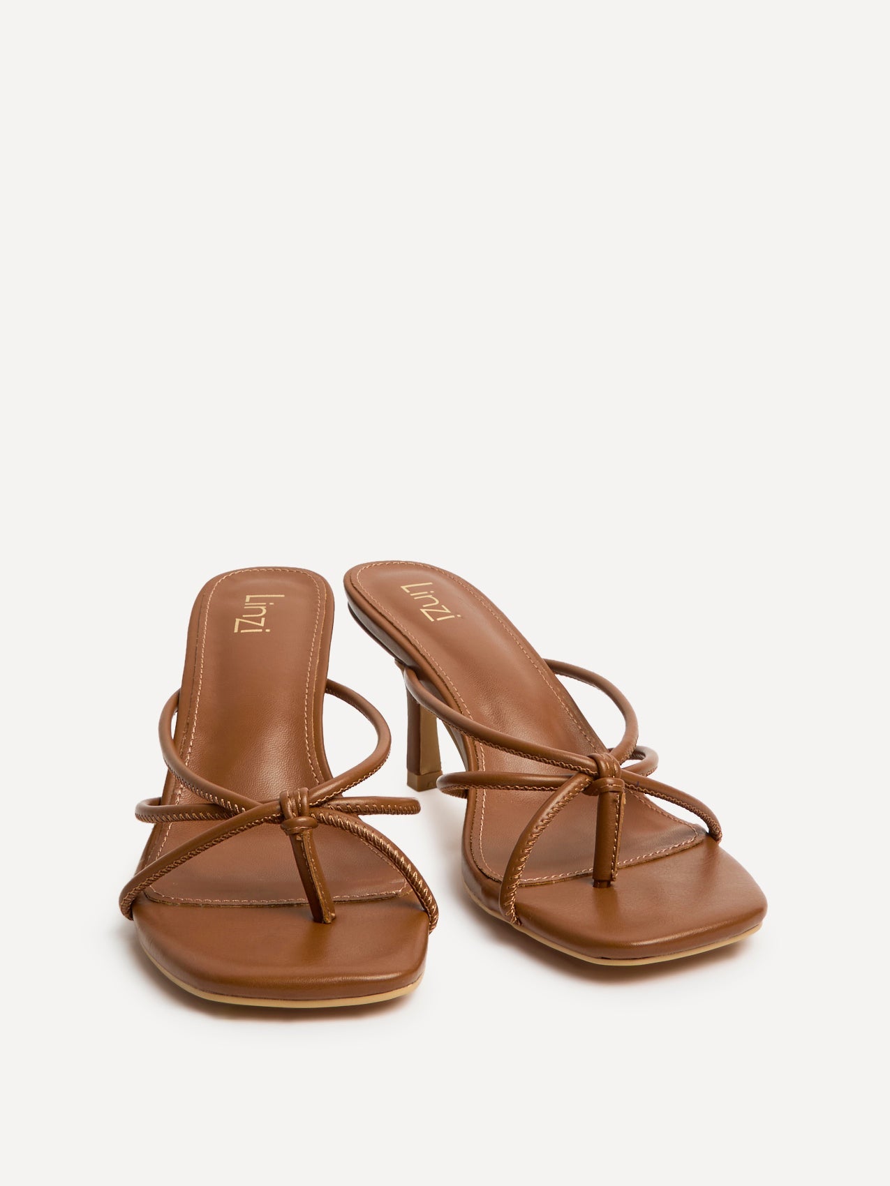 Solis Tan Strappy Mule Heels