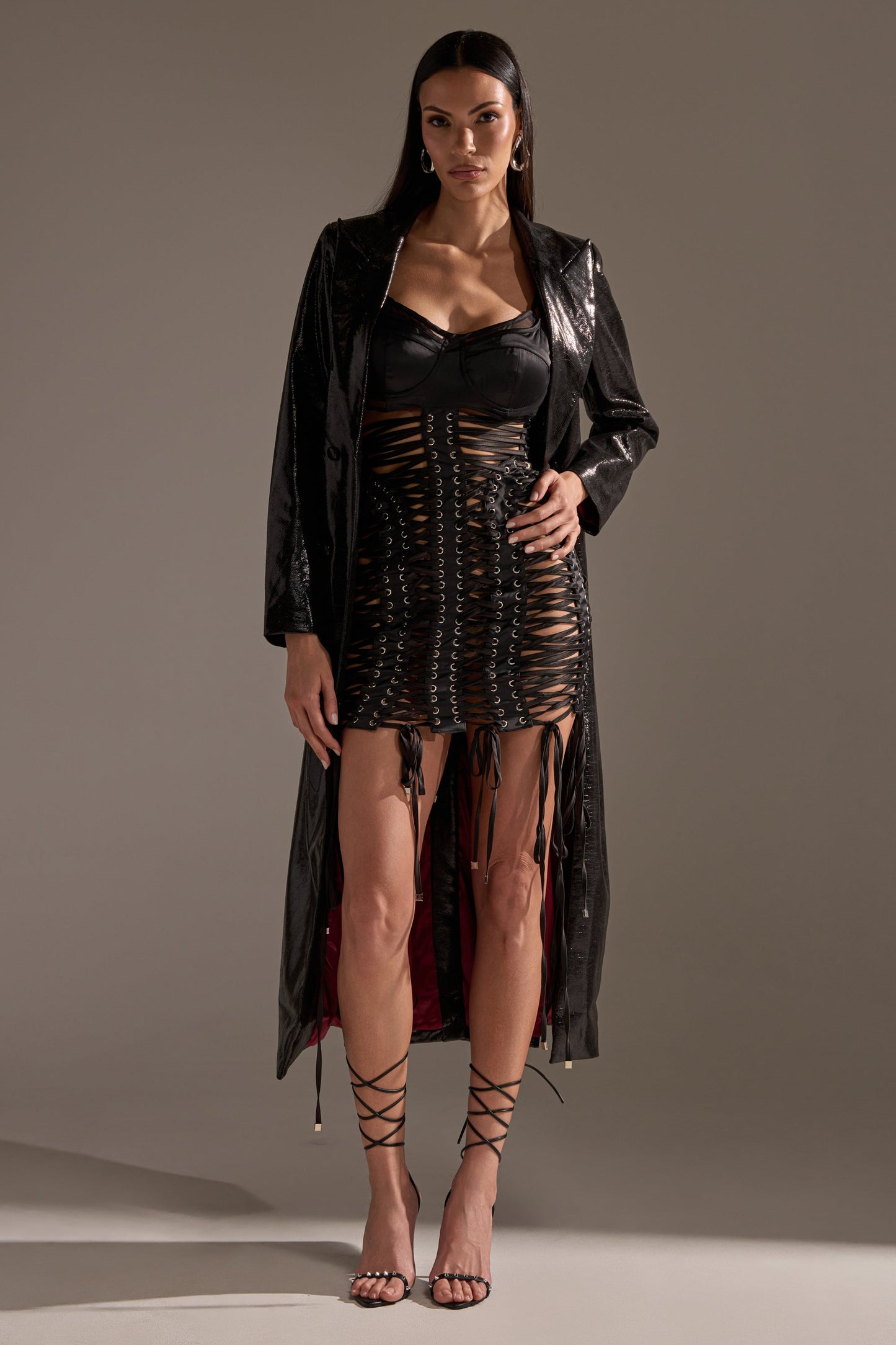 ACQUIRED TASTE FAUX LEATHER TRENCH