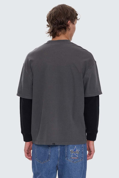 Arts & Industrial Layer Box Fit Oversize Long Sleeve Tee Merch Black