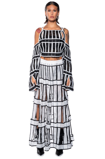 A TIMELESS BEAUTY TIERED CHIFFON MAXI SKIRT