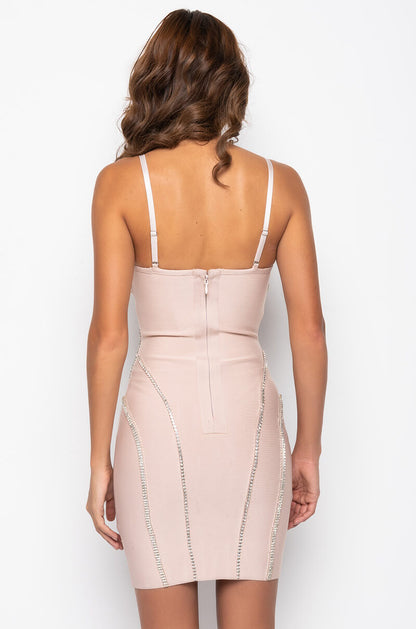 AIN'T WORRIED BANDAGE RHINESTONE MINI DRESS