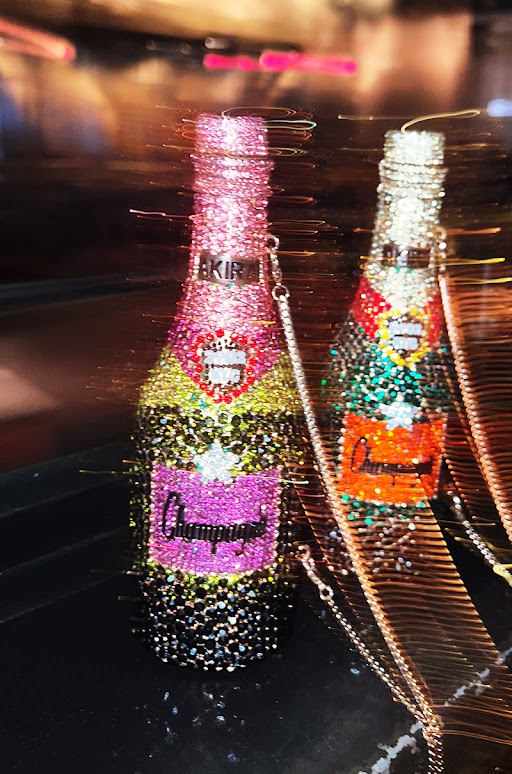 AKIRA BIRTHDAY POP CHAMPAGNE RHINESTONE PURSE