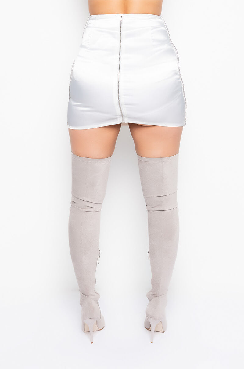 54321 SATIN RHINESTONE MINI SKIRT